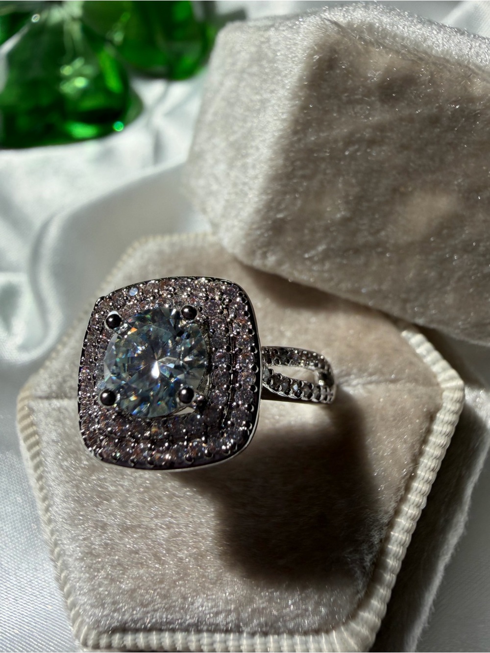 Captivating 1 Ct Moissanite Double Halo Ring | 925 Sterling SilverSilver | NEW